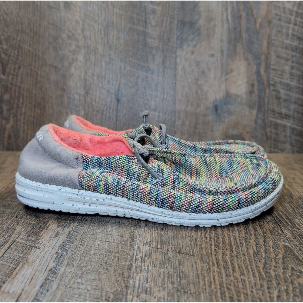 Hey Dude Women's Wendy Sox Funk Peacock Remix Pink Colorway Slip On Size 8 - Picture 2 of 12